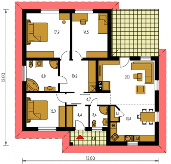 Mirror image | Floor plan of ground floor - BUNGALOW 134